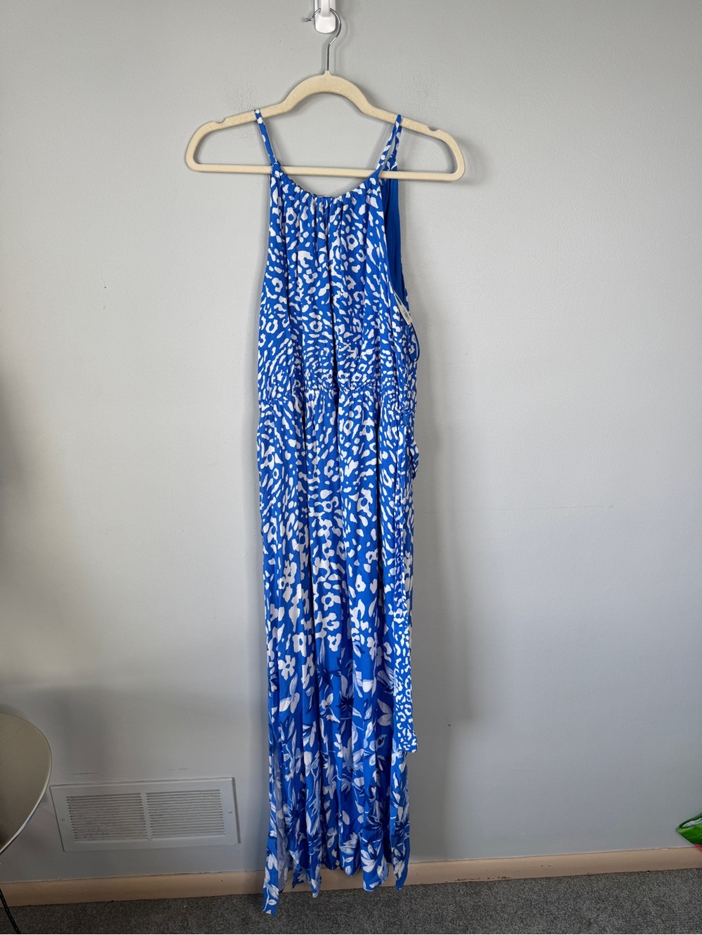 Skies Are Blue Bright Blue & White Printed Sundress